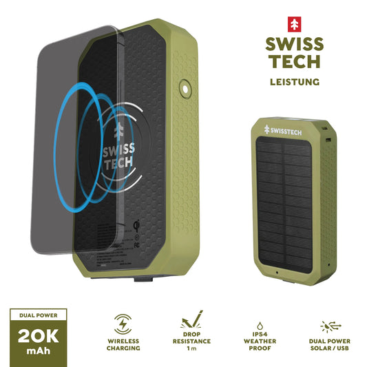 20000Mah Wireless Power Bank with Flashlight and IP54 Protection