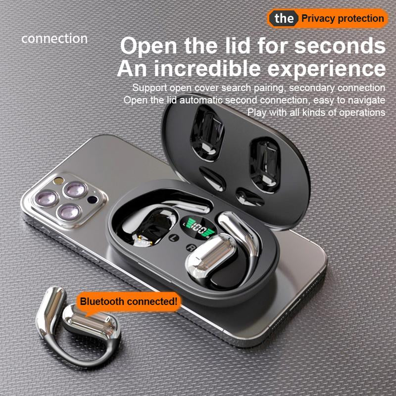 Fathersdaygifts Open Ear Bluetooth 5.4 Earbuds, Wireless Headphones Sport over Earphones Built-In Mic with Ear Hooks 50H Playtime Ear Buds LED Display Charging Case, Waterproof Design for Running Fitnes
