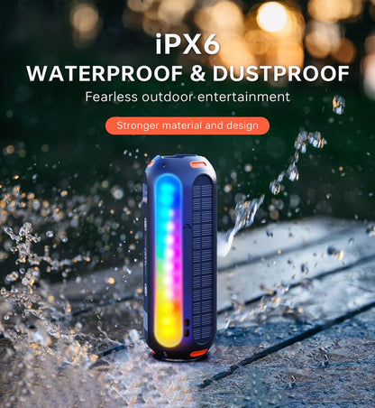 Magnetic Golf Bluetooth Speaker with Solar Charging 30H Playtime, 7 Colorful Flashing Lights Outdoor Waterproof Portable Wireless, for Golf Cart Gifts Hiking Camping