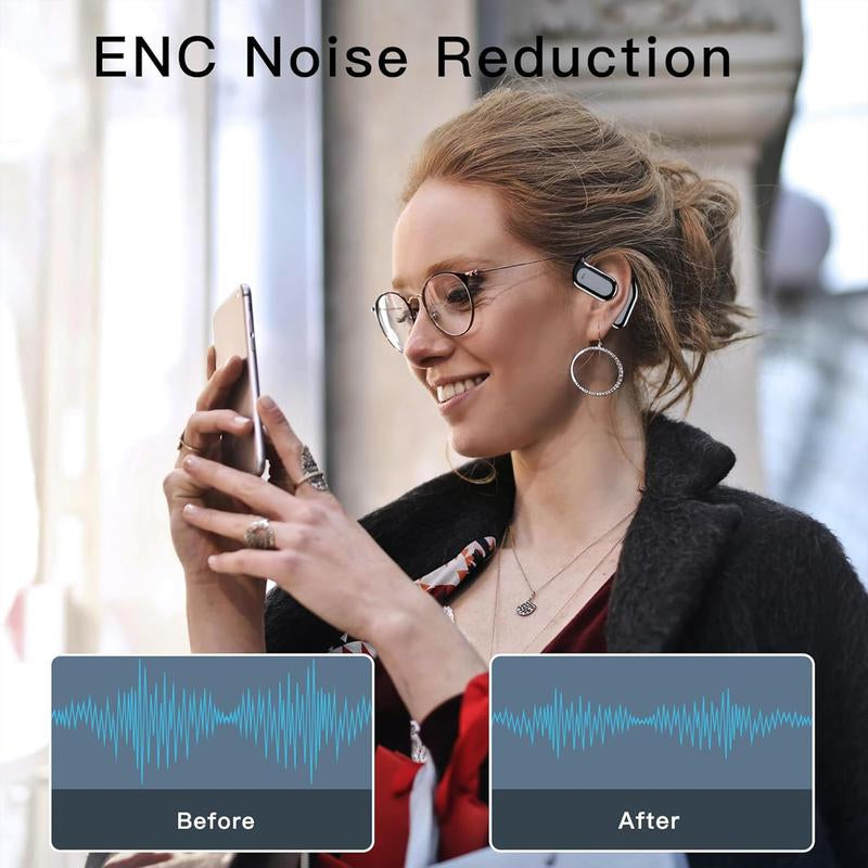 Fathersdaygifts Open Ear Bluetooth 5.4 Earbuds, Wireless Headphones Sport over Earphones Built-In Mic with Ear Hooks 50H Playtime Ear Buds LED Display Charging Case, Waterproof Design for Running Fitnes