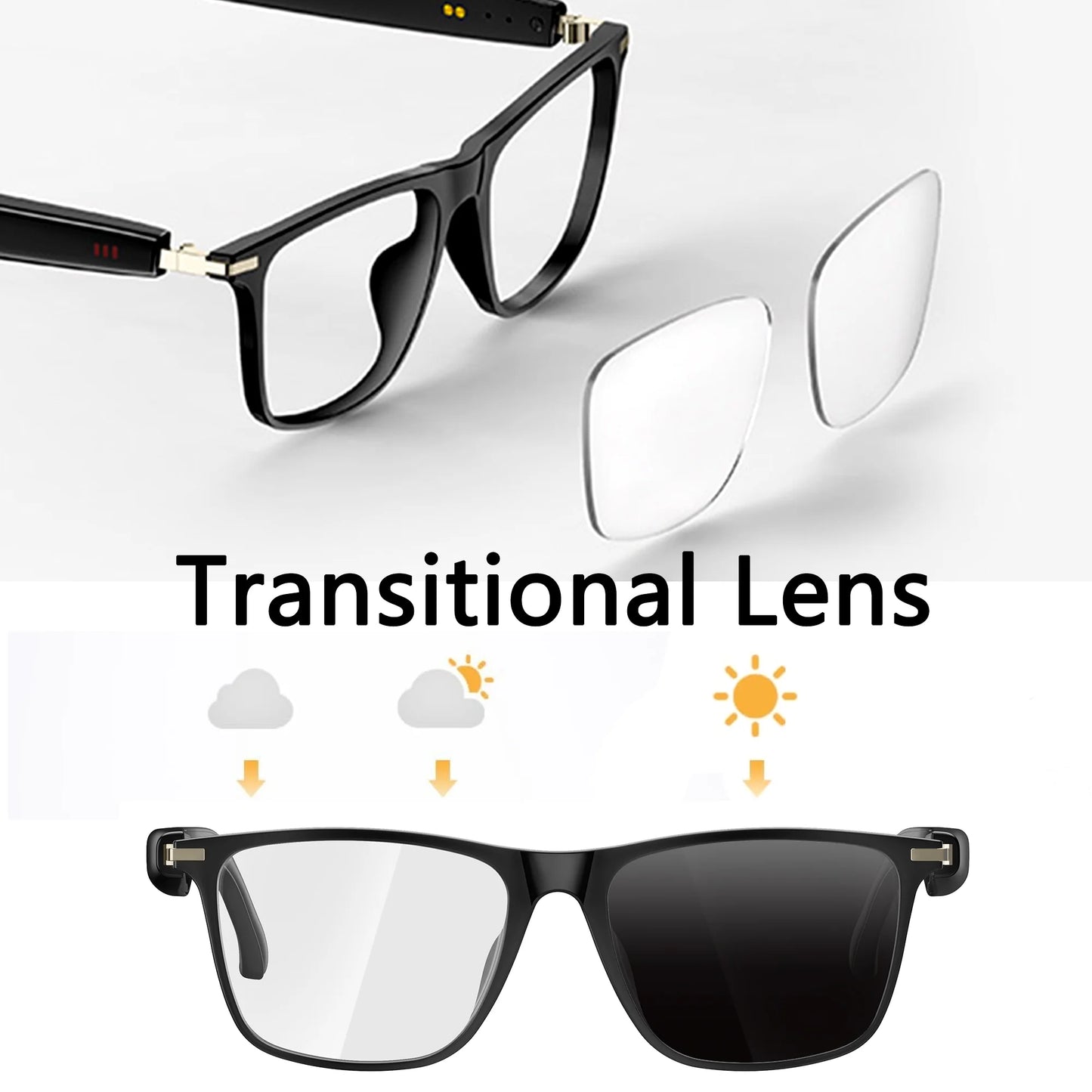 AI Smart Glasses,Ai Chat Deepseek R1 and Gemini-2.5 with 164 Translations Supported,Bluetooth Glasses for Men Women,Music Playback & Hands-Free Calling,Physical Color Changing Lens,Ip67 Waterproof